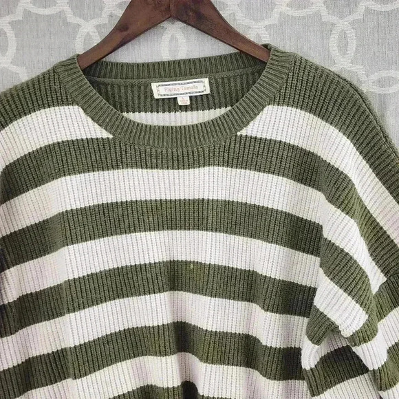 Flying Tomato Striped Stretched Cropped Pullover Sweater Women's L - Picture 2 of 9